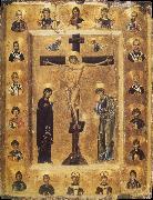 unknow artist The Crucifixion and Saints in Medallions painting